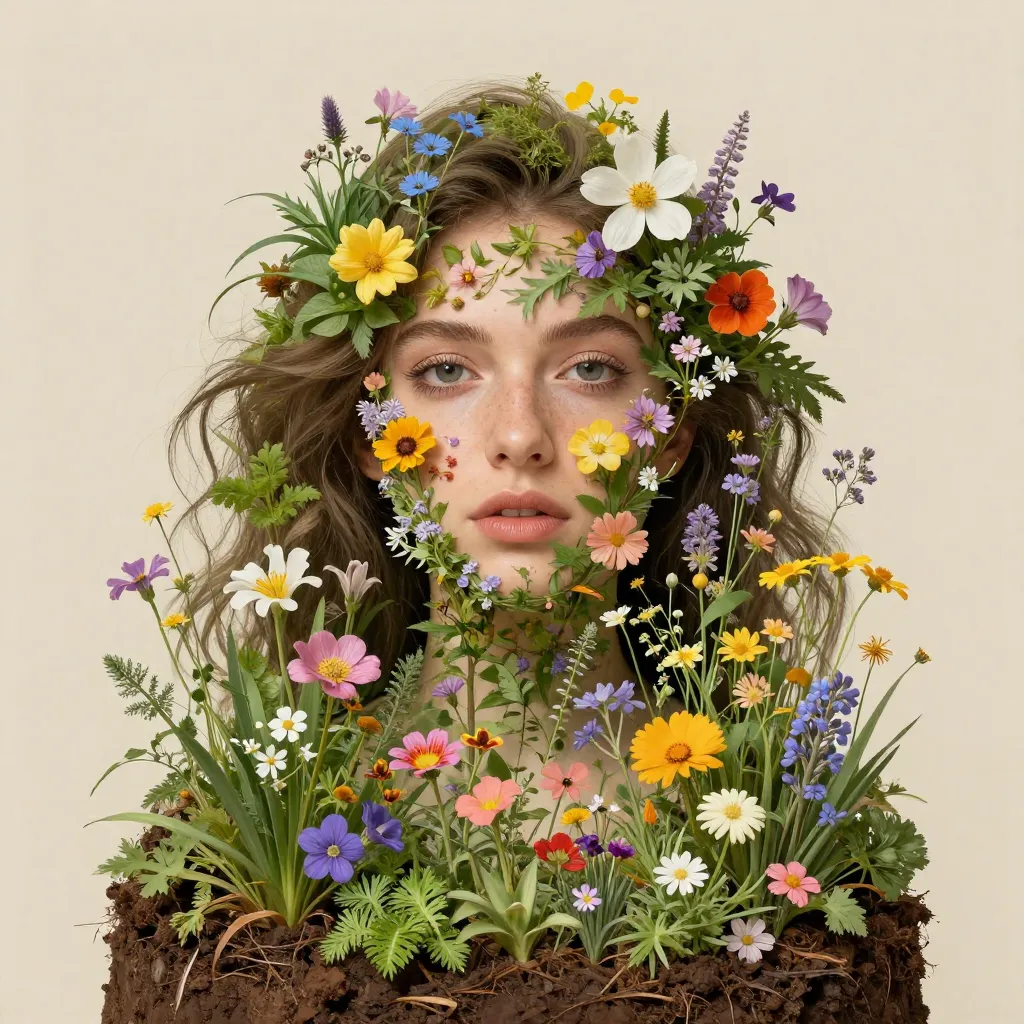 Lush eco-friendly garden with natural soil