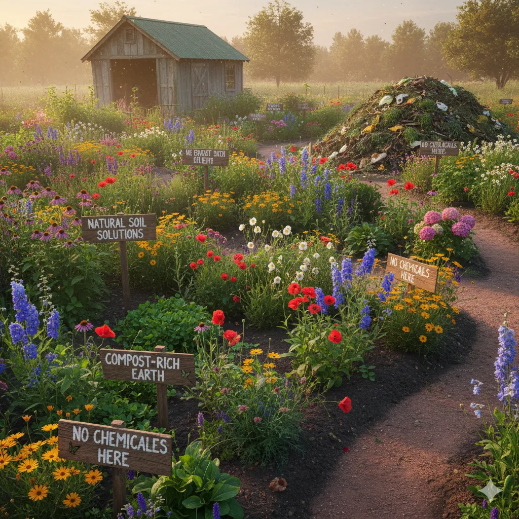 Flowering garden with natural soil solutions